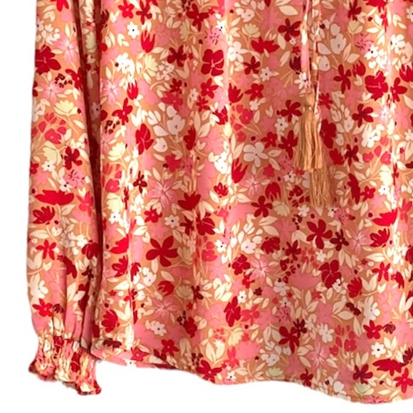 🌺MED•NWT•NANETTE LEPORE•FADE OUT PINK GORGEOUS LONG SLEEVE FLORAL BOHO BLOUSE🌺 - Picture 9 of 12
